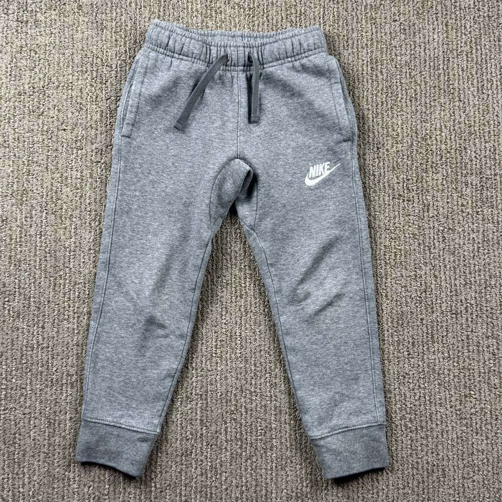 Nike Youth S 4-5 Yrs Sportswear Club Fleece Sweatpants Tapered Leg Gusset Grey